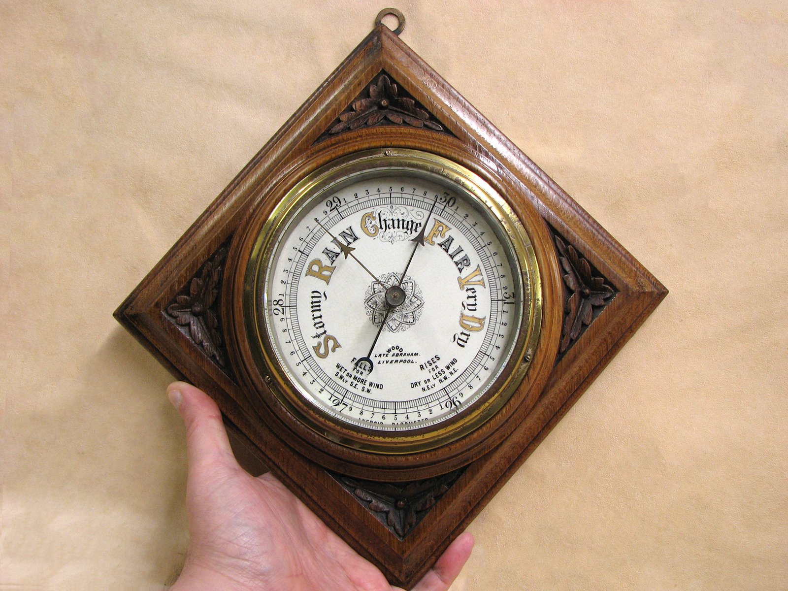 Victorian wall barometer signed Wood, Late Abraham, Liverpool, circa 1875